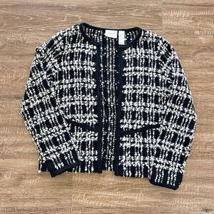 Liz Claiborne Black and White Checkered Cardigan